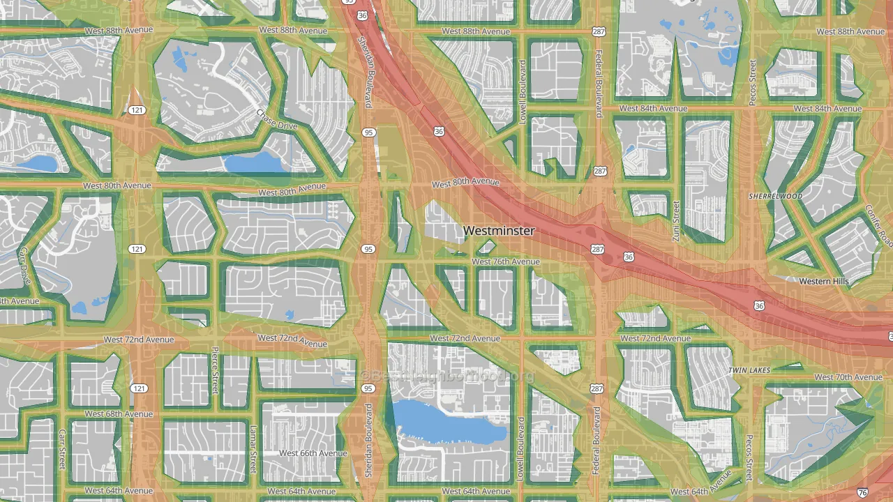 South Westminster, Westminster, CO Map of Noise Levels in South Westminster