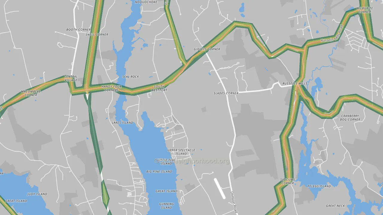 South Westport, MA Map of Noise Levels in South Westport
