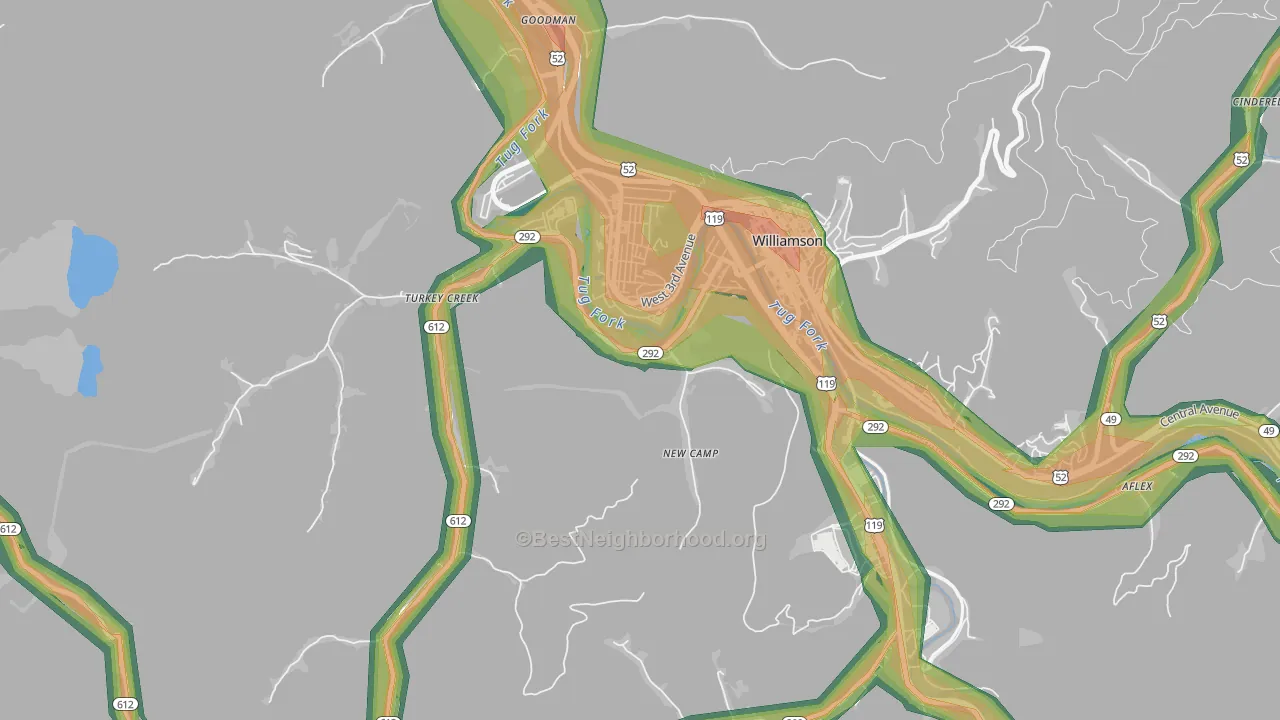 South Williamson, KY Map of Noise Levels in South Williamson