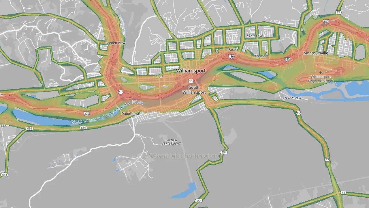 South Williamsport, PA Map of Noise Levels in South Williamsport