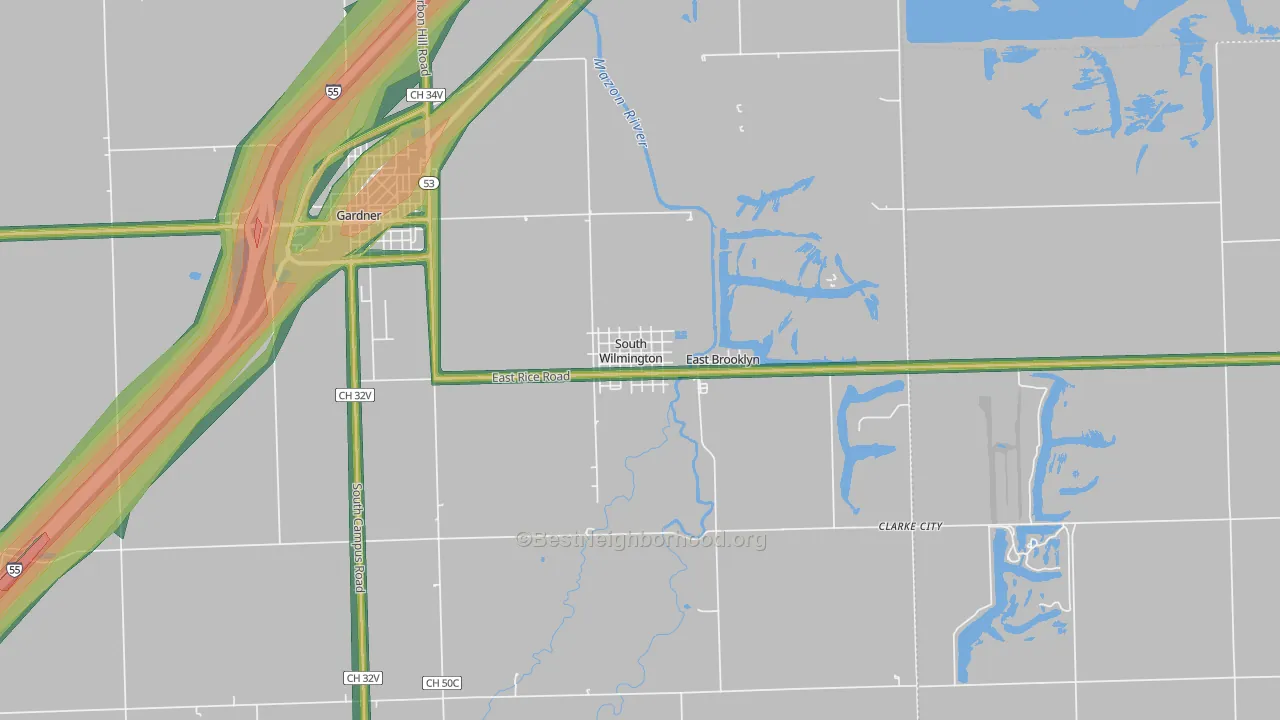 South Wilmington, IL Map of Noise Levels in South Wilmington
