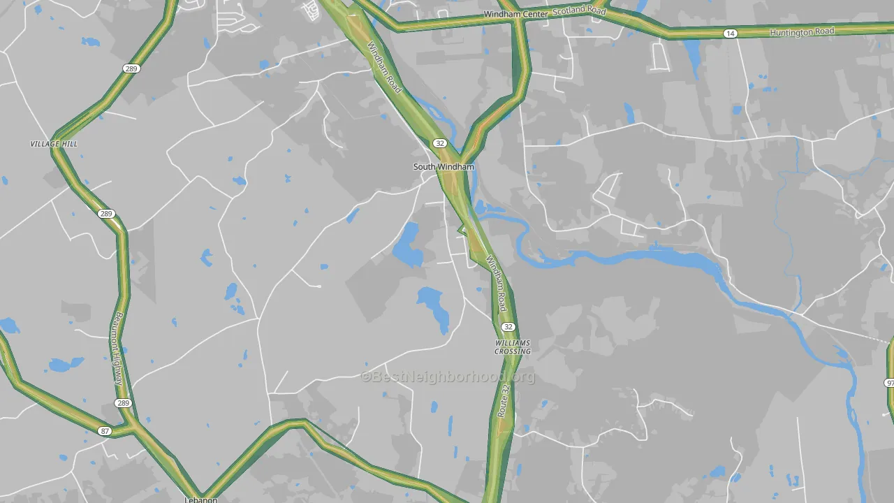 South Windham, CT Map of Noise Levels in South Windham