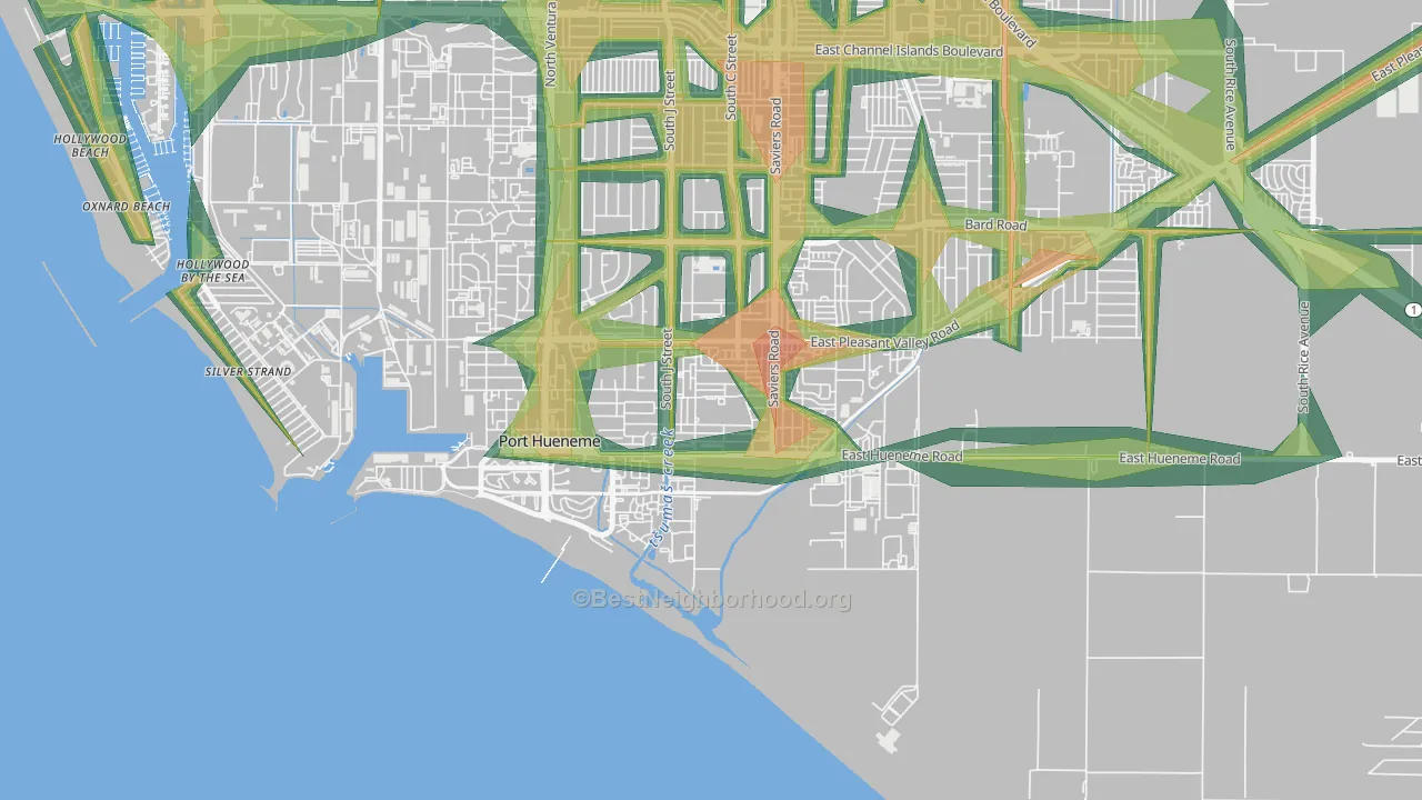 South Winds, Oxnard, CA Map of Noise Levels in South Winds