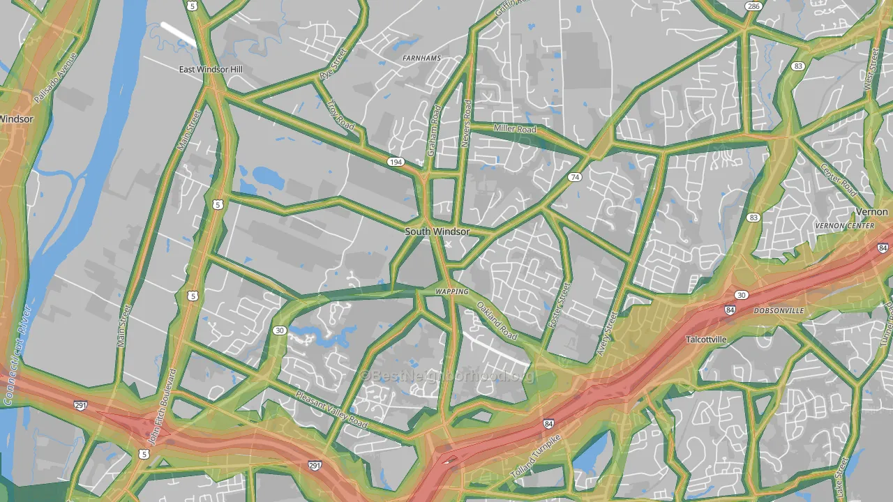 South Windsor, CT Map of Noise Levels in South Windsor