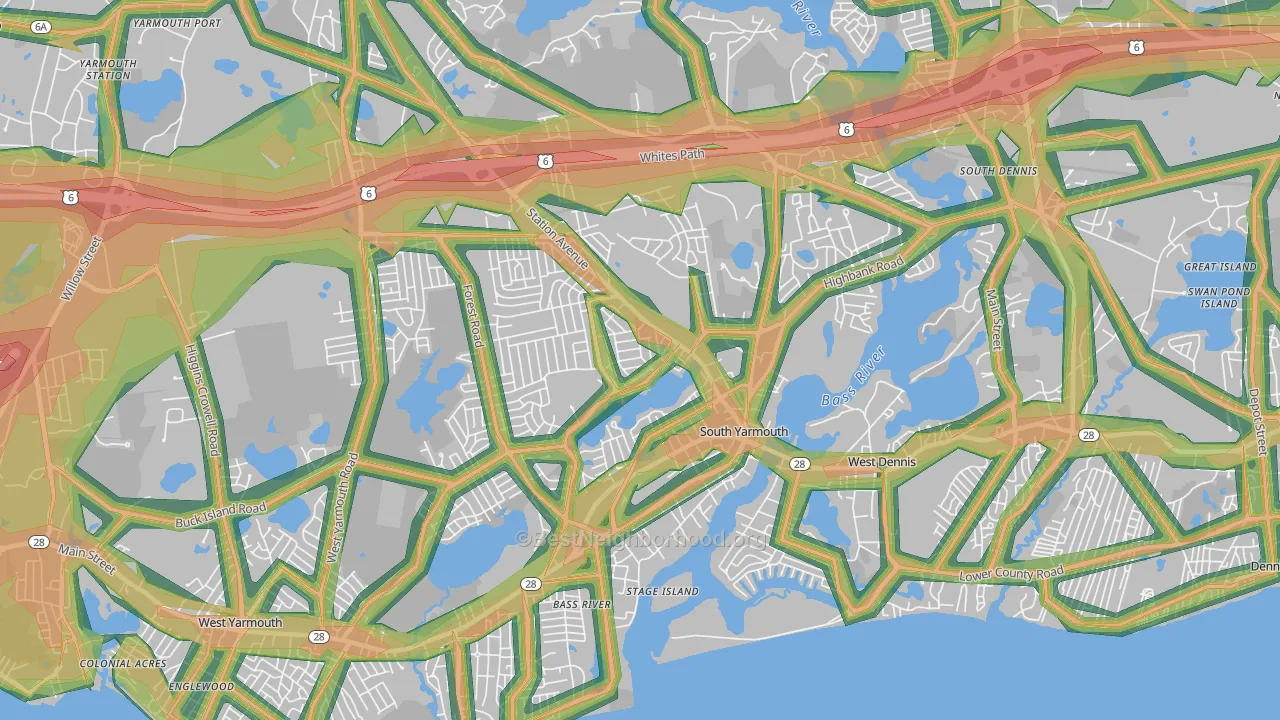 South Yarmouth, MA Map of Noise Levels in South Yarmouth