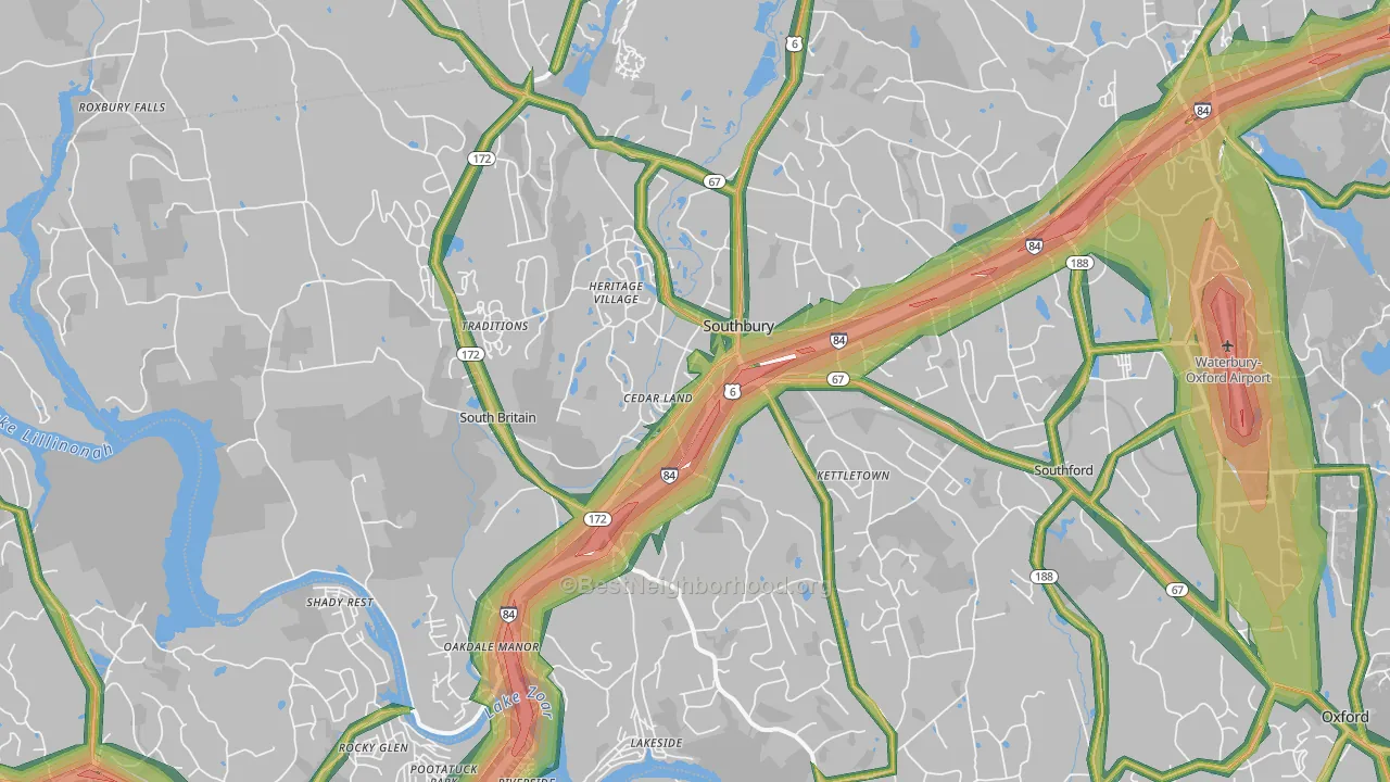 Southbury, CT Map of Noise Levels in Southbury
