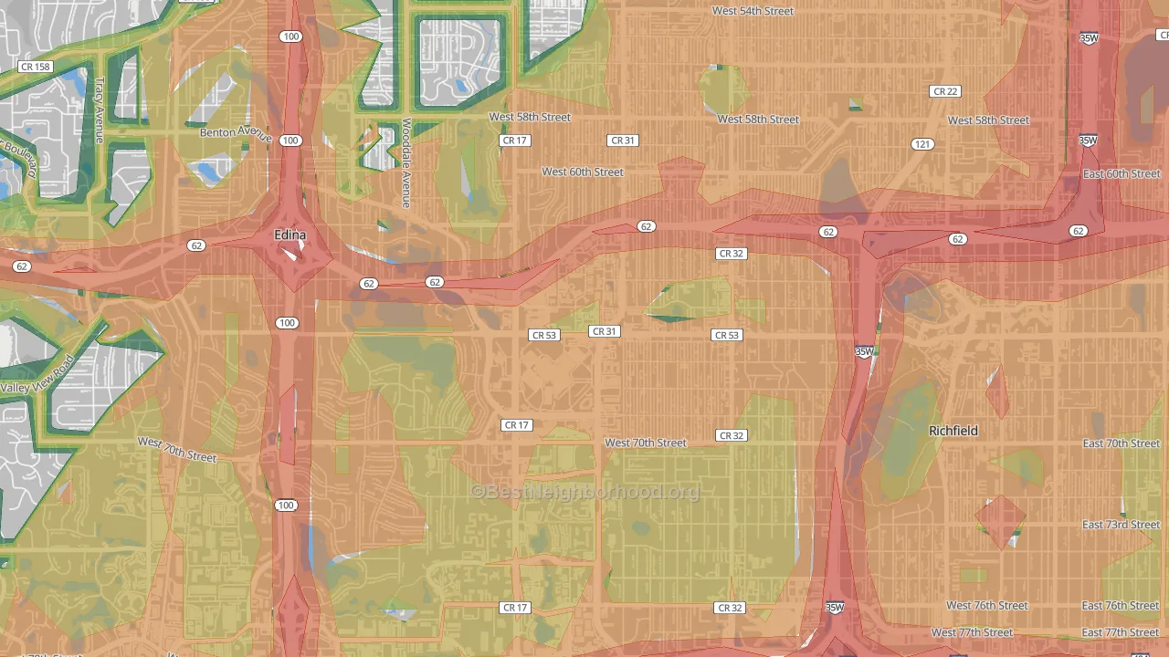 Southdale, Edina, MN Map of Noise Levels in Southdale