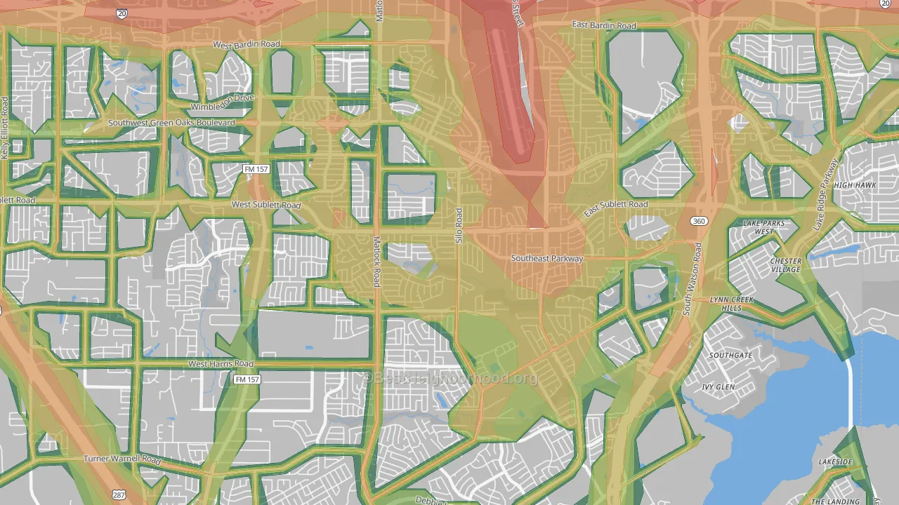 Southeast Arlington, Arlington, TX Map of Noise Levels in Southeast Arlington