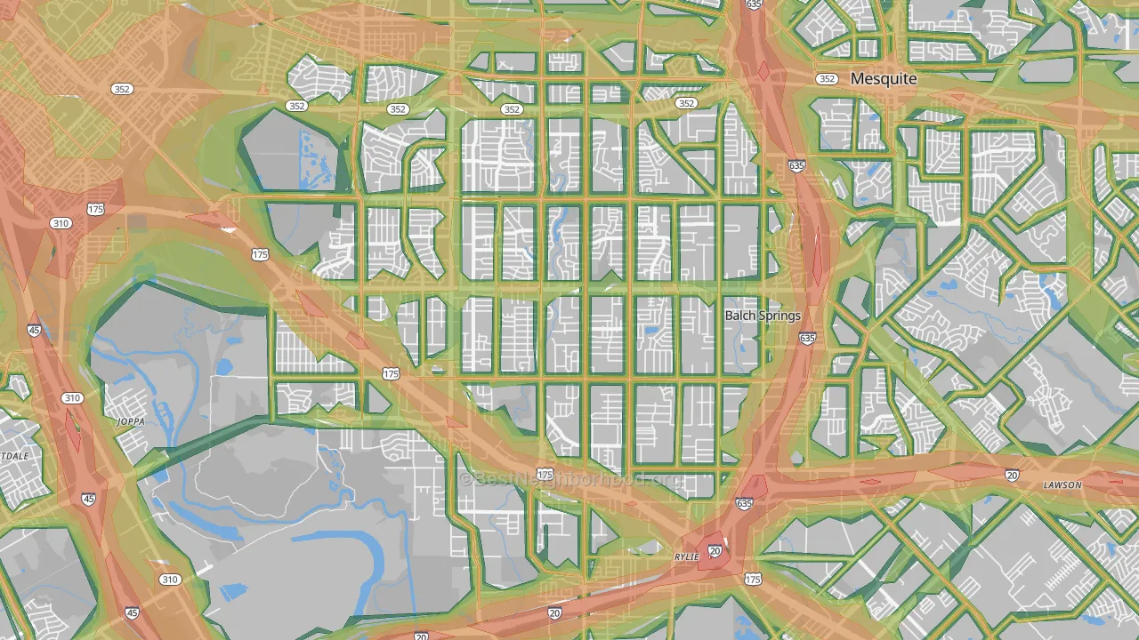 Southeast Dallas, Dallas, TX Map of Noise Levels in Southeast Dallas