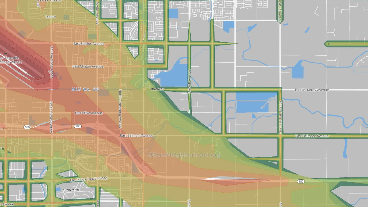 Southeast Growth Area, Fresno, CA Map of Noise Levels in Southeast Growth Area