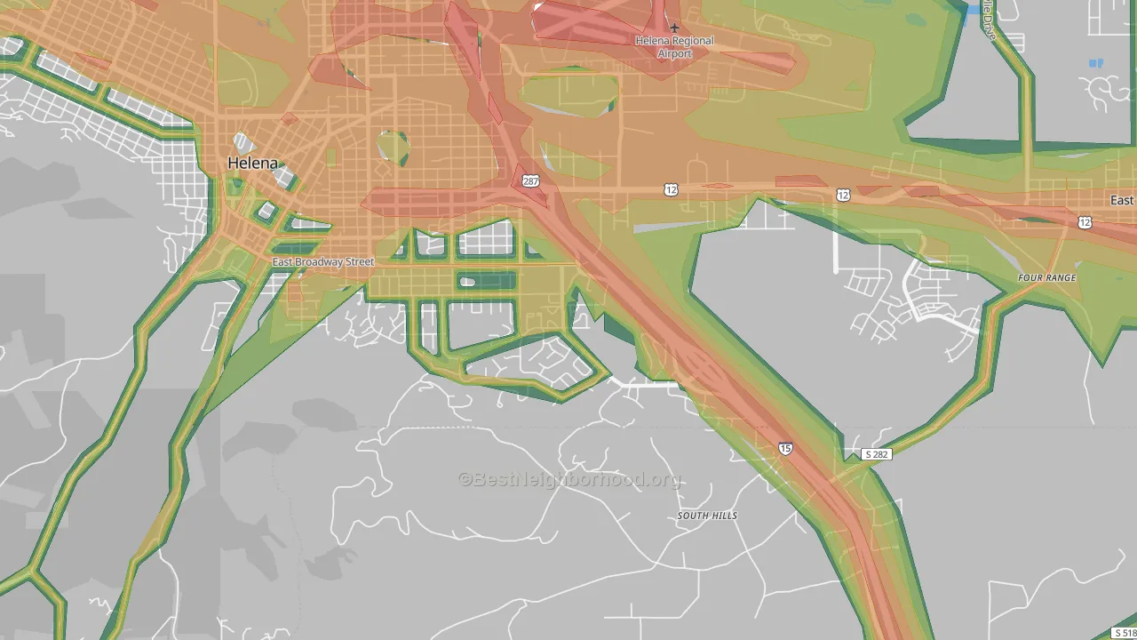 Southeast, Helena, MT Map of Noise Levels in Southeast