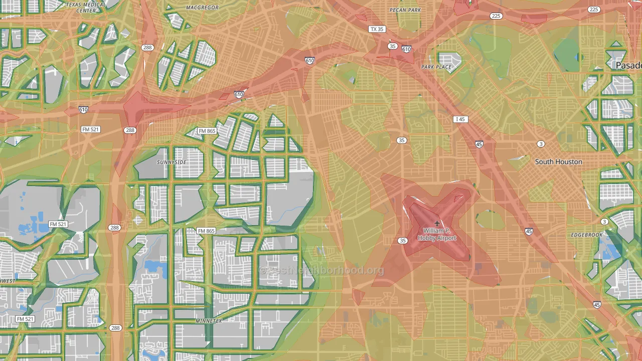 Southeast, Houston, TX Map of Noise Levels in Southeast