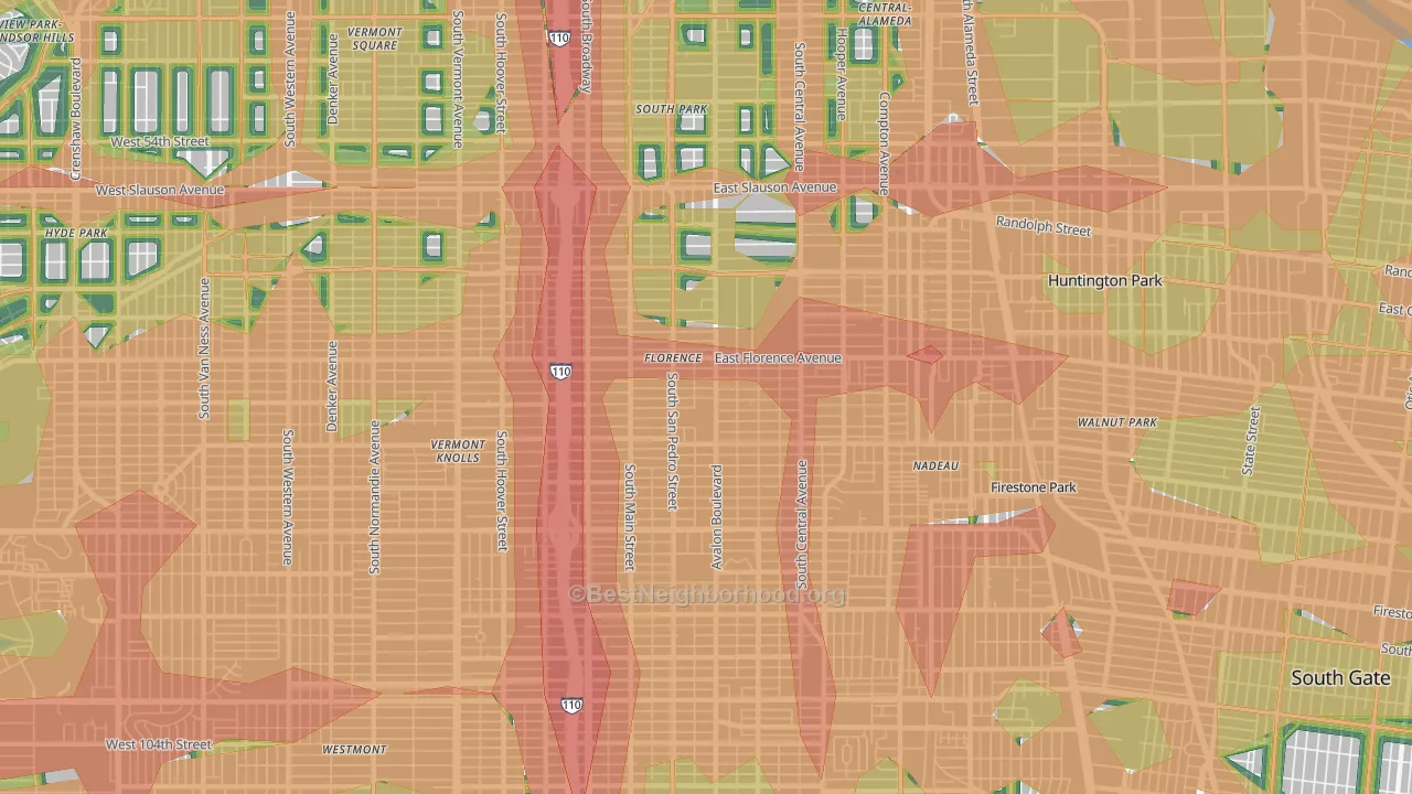 Southeast Los Angeles, Los Angeles, CA Map of Noise Levels in Southeast Los Angeles
