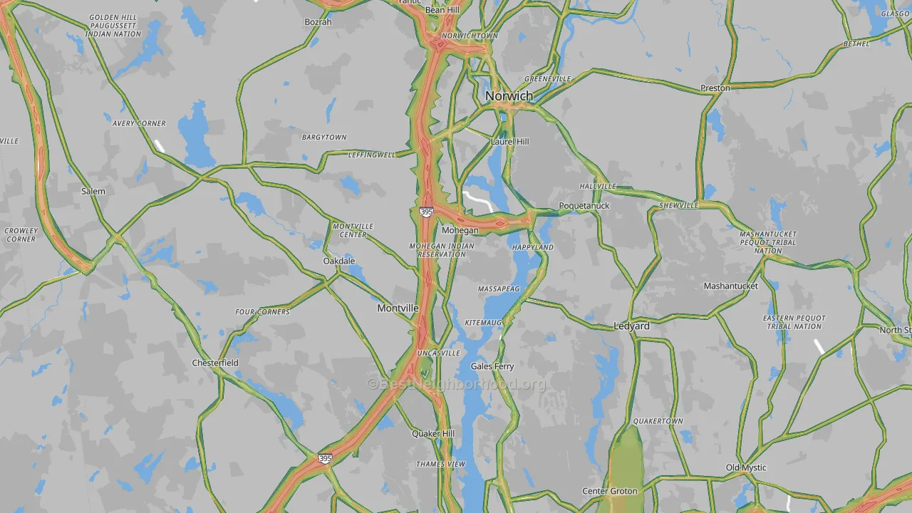 Southeastern Connecticut Planning Region, CT Map of Noise Levels in Southeastern Connecticut Planning Region
