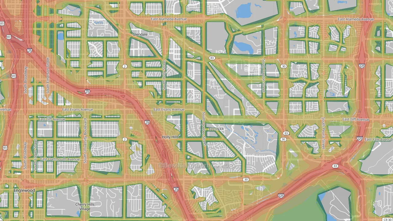 Southeastern Denver, Denver, CO Map of Noise Levels in Southeastern Denver