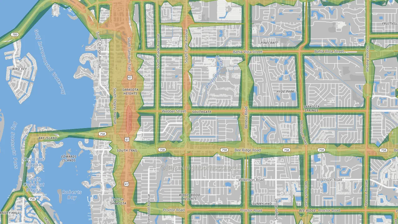 Southgate, FL Map of Noise Levels in Southgate