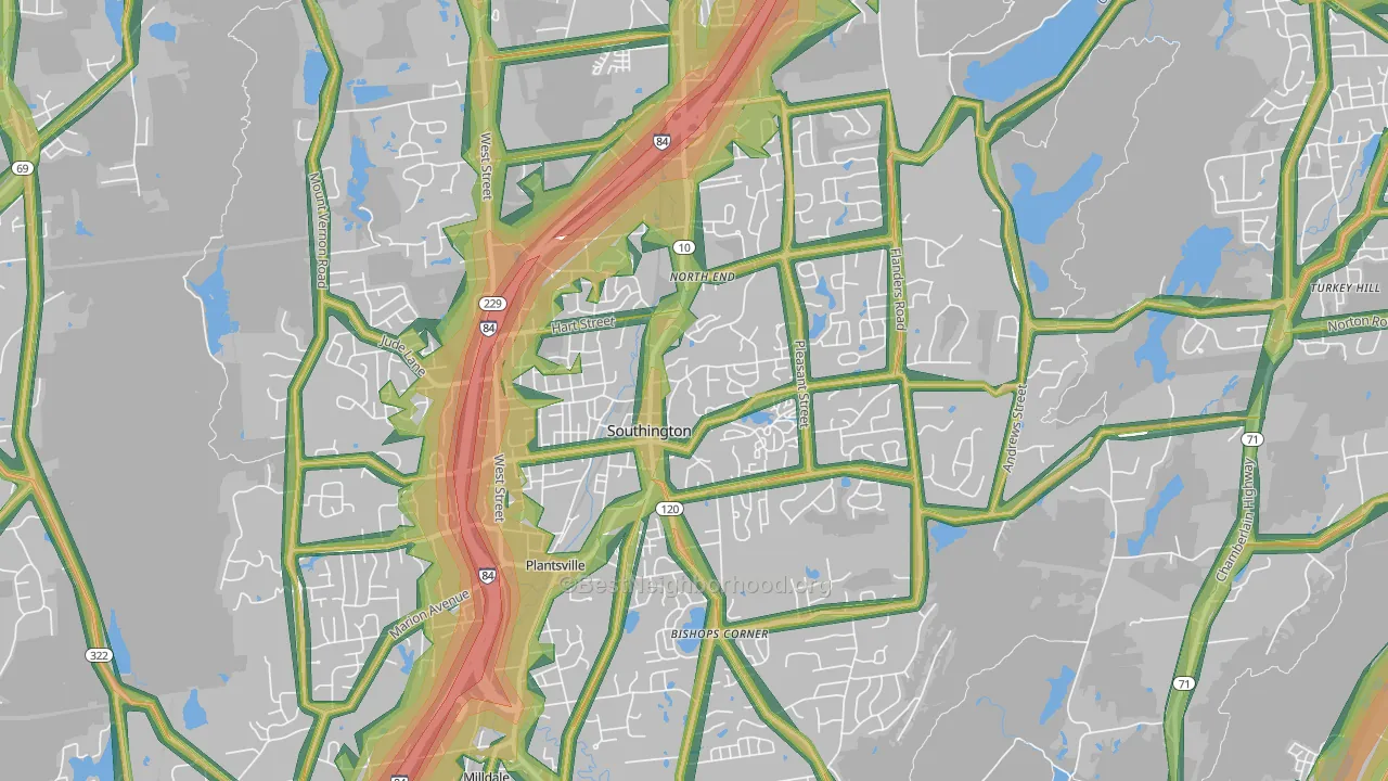 Southington, CT Map of Noise Levels in Southington