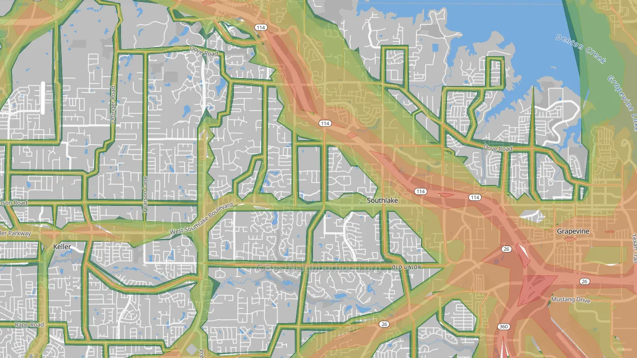 Southlake, TX Map of Noise Levels in Southlake