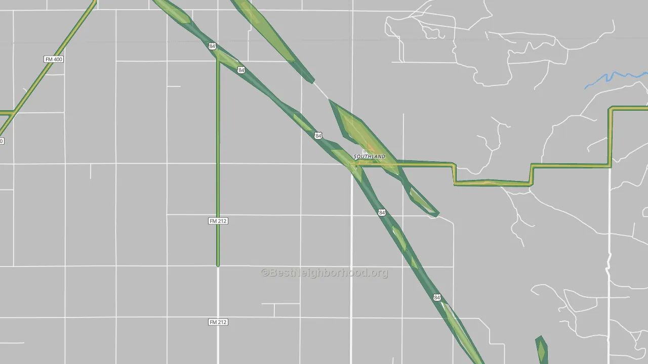 Southland, TX Map of Noise Levels in Southland