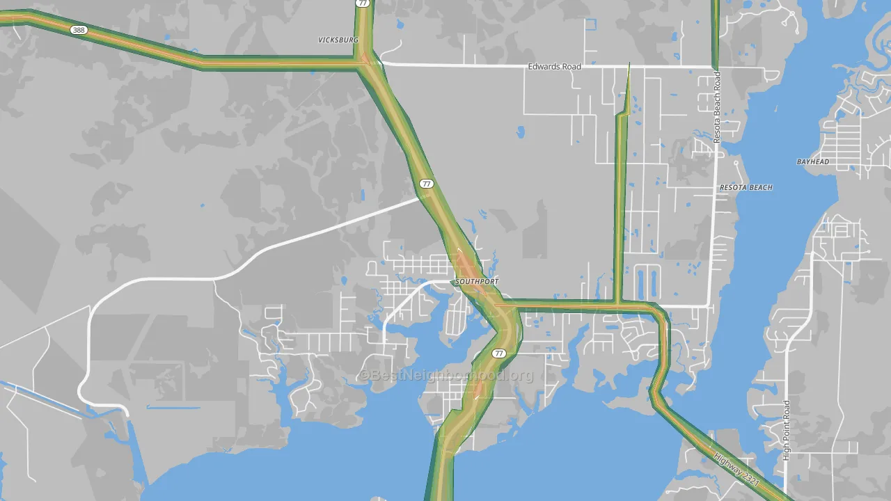 Southport, FL Map of Noise Levels in Southport