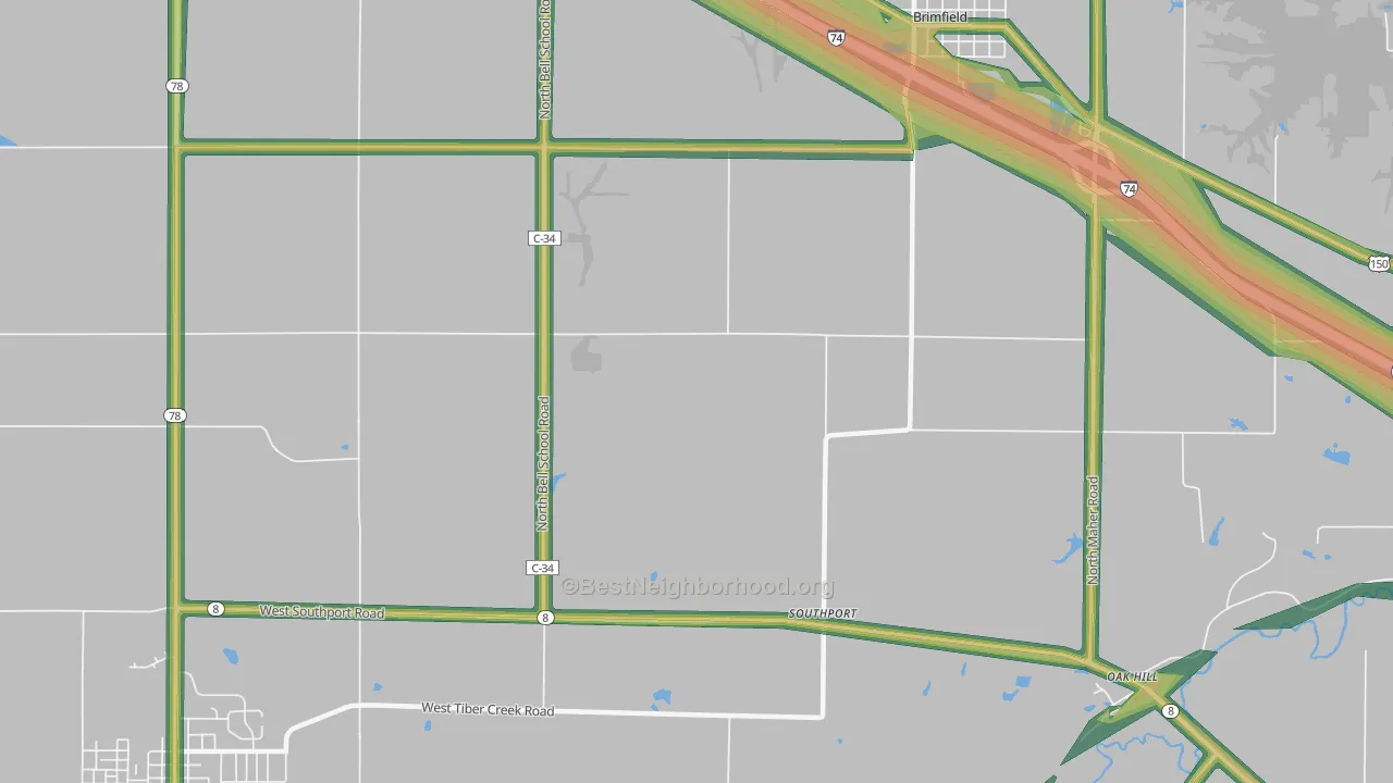 Southport, IL Map of Noise Levels in Southport