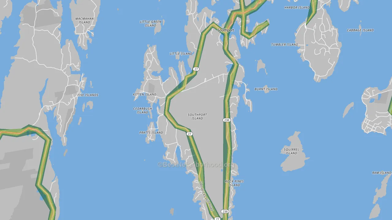 Southport, ME Map of Noise Levels in Southport