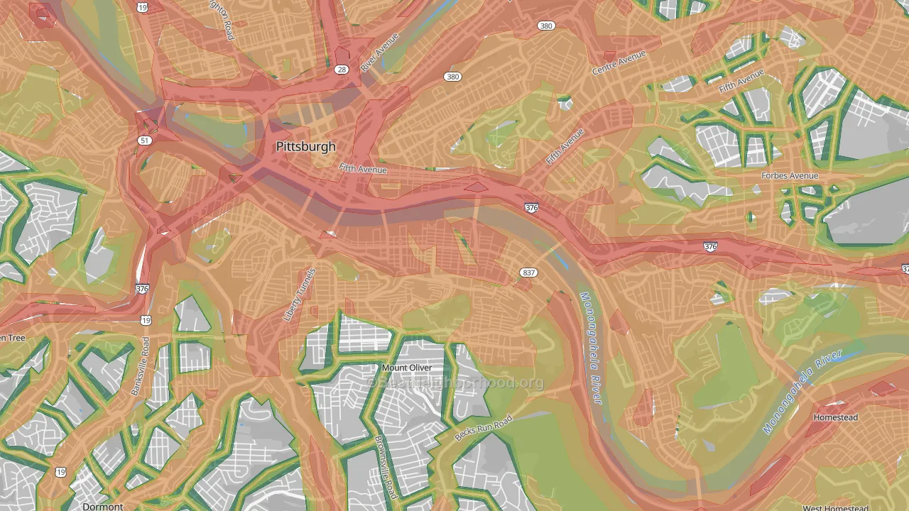 Southside Flats, Pittsburgh, PA Map of Noise Levels in Southside Flats