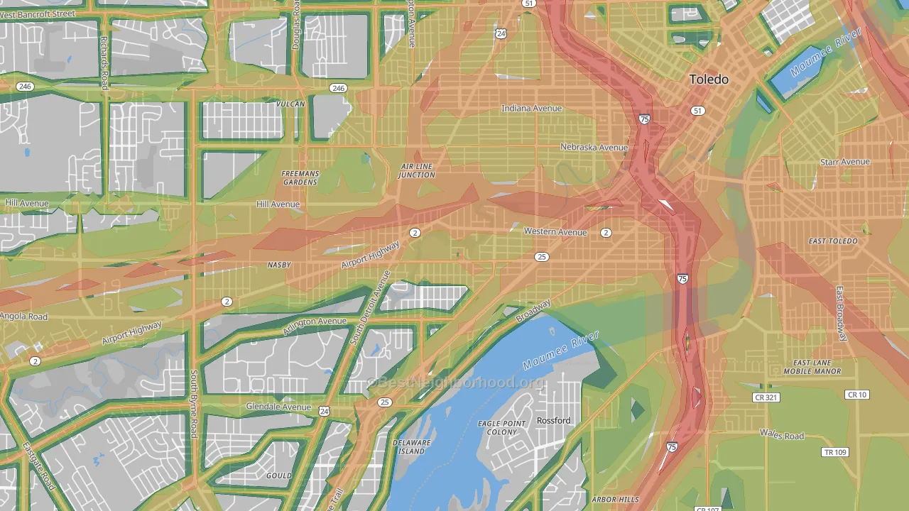 Southside, Toledo, OH Map of Noise Levels in Southside