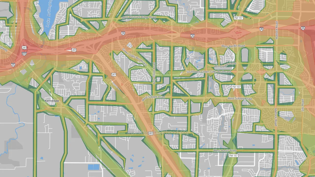 Southwest Arlington, Arlington, TX Map of Noise Levels in Southwest Arlington