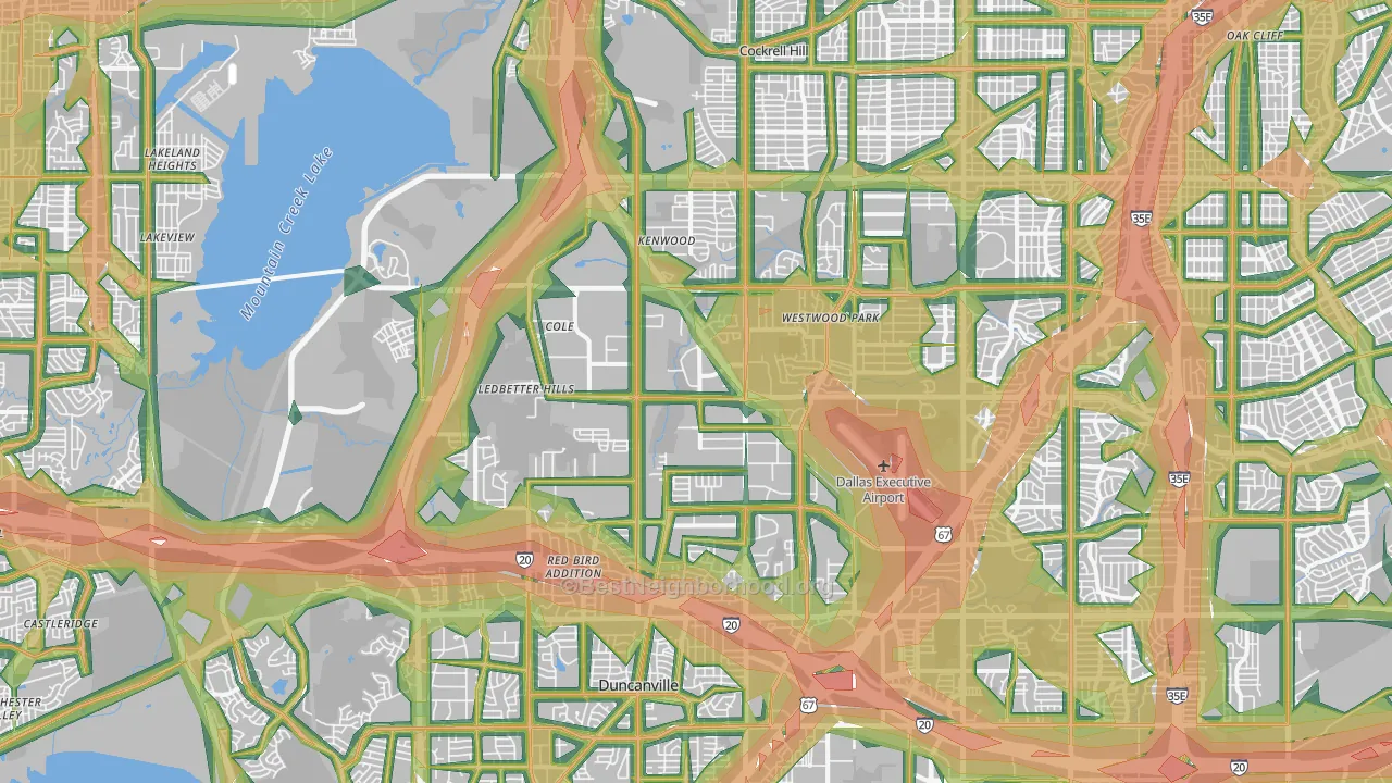 Southwest Dallas, Dallas, TX Map of Noise Levels in Southwest Dallas