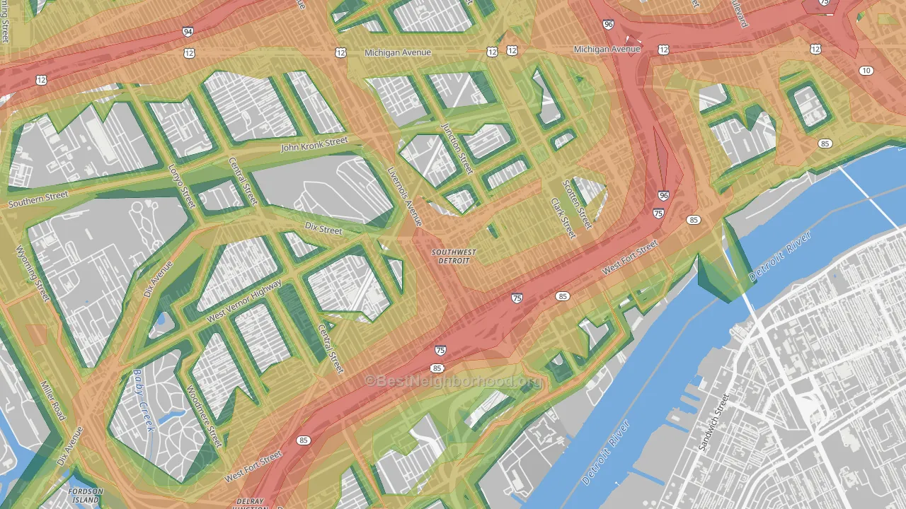 Southwest Detroit, Detroit, MI Map of Noise Levels in Southwest Detroit
