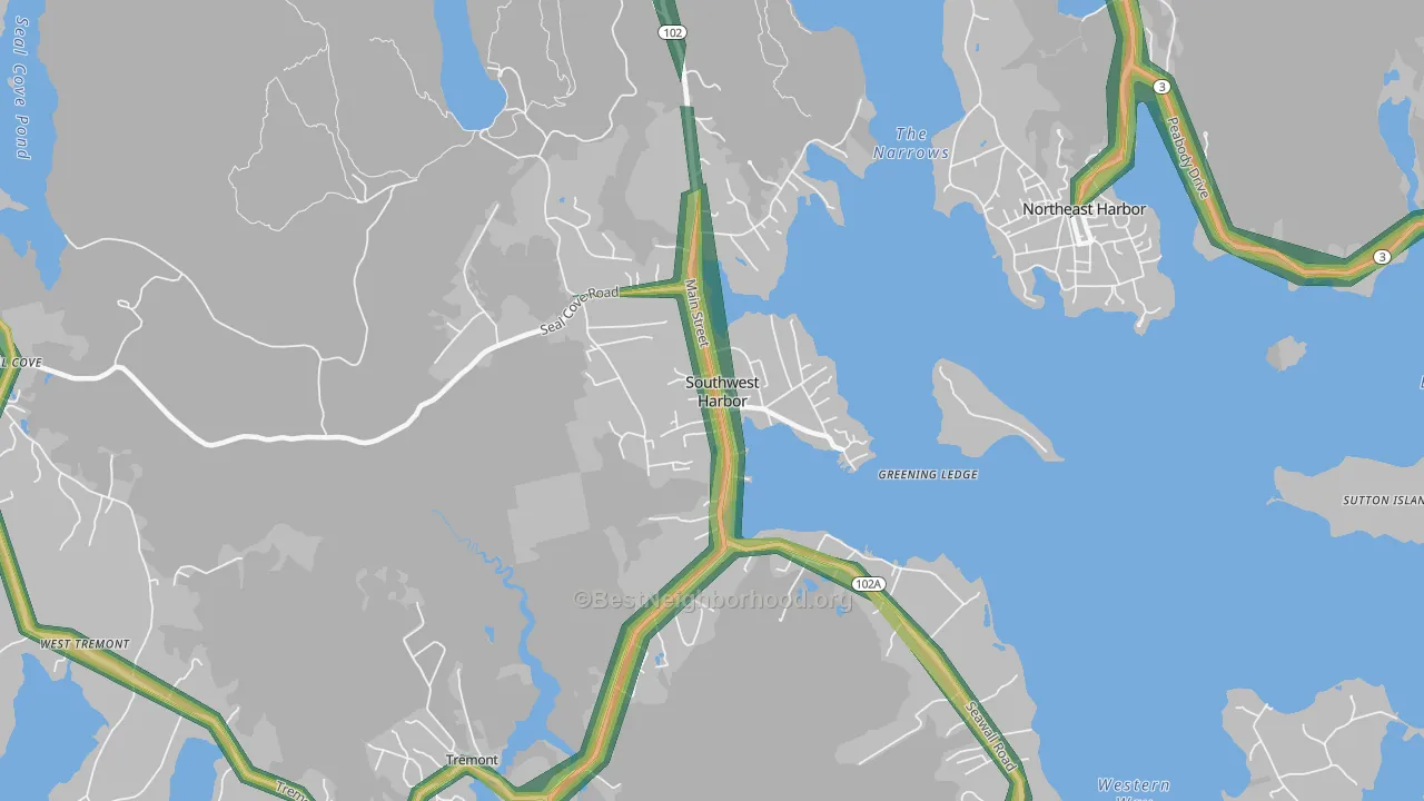 Southwest Harbor, ME Map of Noise Levels in Southwest Harbor