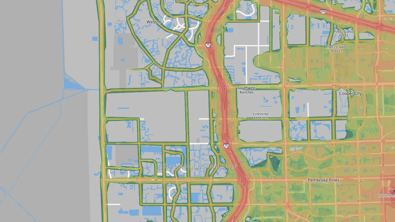 Southwest Ranches, FL Map of Noise Levels in Southwest Ranches