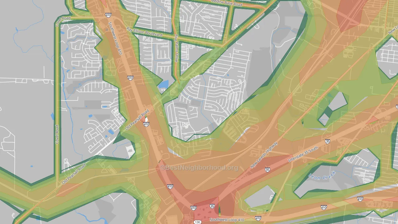 Southwest, San Antonio, TX Map of Noise Levels in Southwest