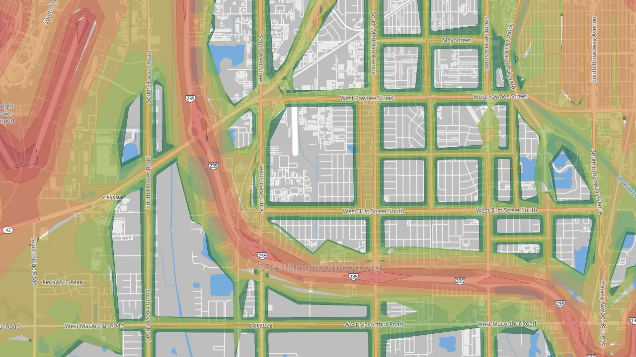 Southwest Village, Wichita, KS Map of Noise Levels in Southwest Village