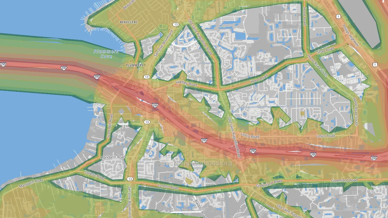 Southwood, Jacksonville, FL Map of Noise Levels in Southwood