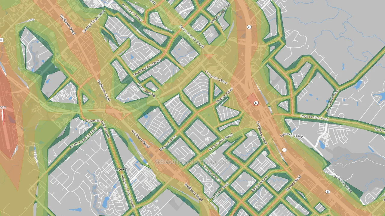 Southwood Valley, College Station, TX Map of Noise Levels in Southwood Valley