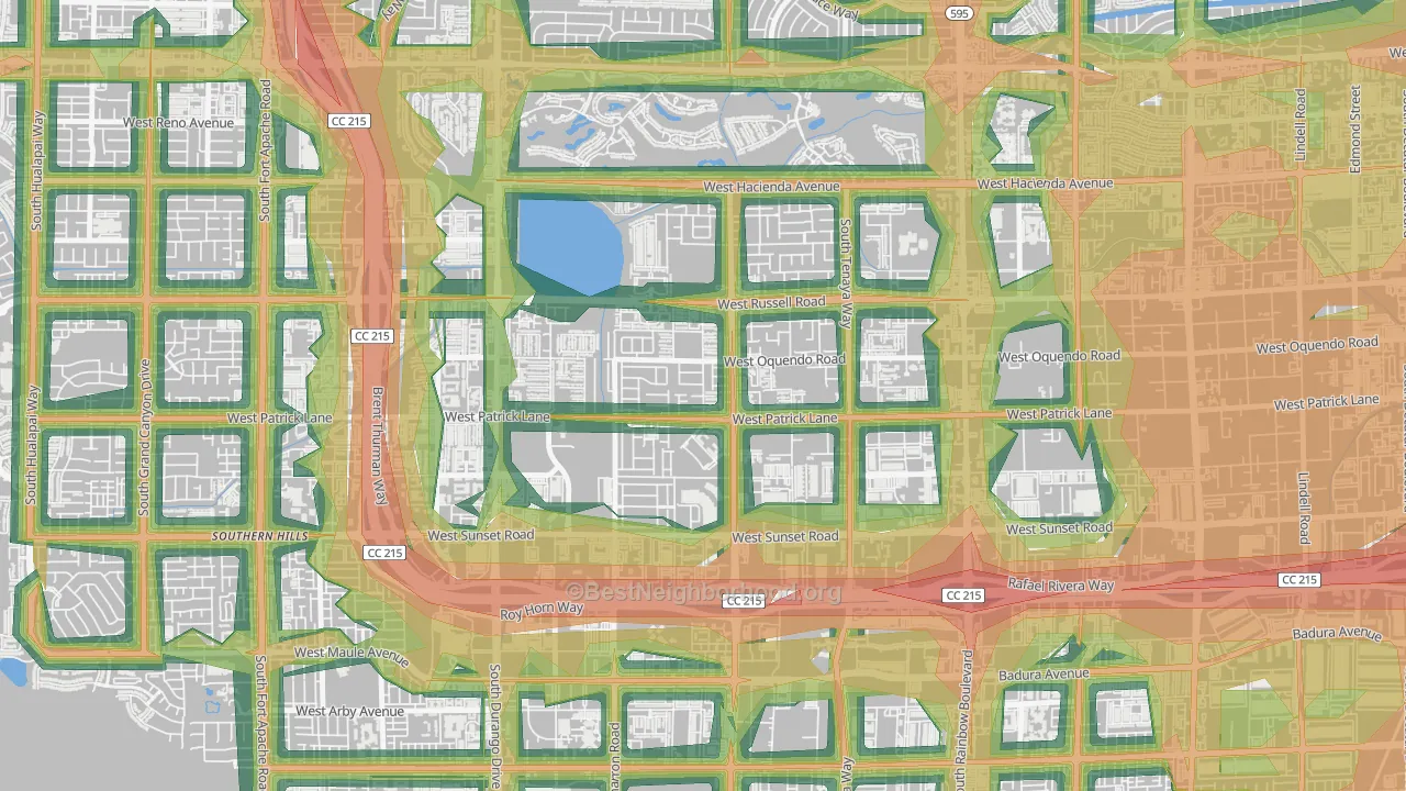 Sovana, Spring Valley, NV Map of Noise Levels in Sovana