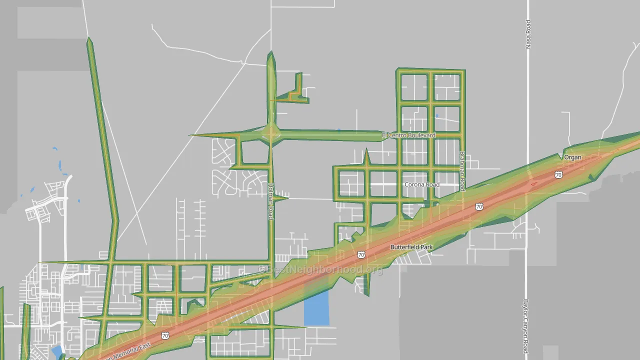 Spaceport City, NM Map of Noise Levels in Spaceport City