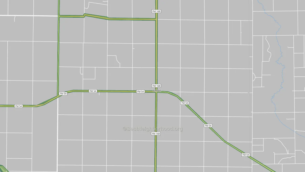 Spade, TX Map of Noise Levels in Spade