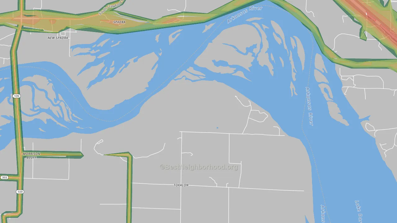 Spadra, AR Map of Noise Levels in Spadra