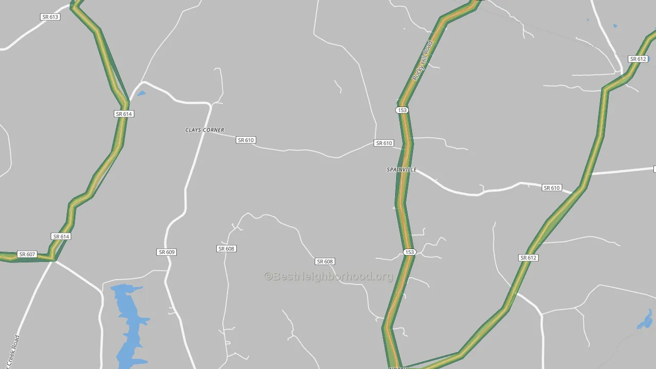Spainville, VA Map of Noise Levels in Spainville