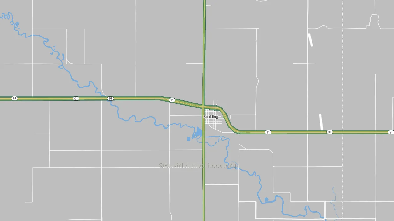 Spalding, NE Map of Noise Levels in Spalding