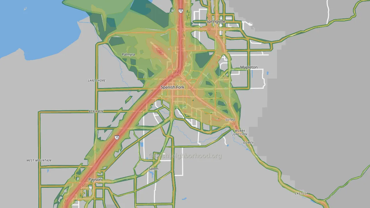 Spanish Fork, UT Map of Noise Levels in Spanish Fork