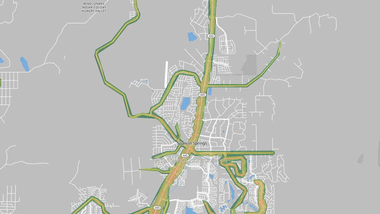 Spanish Springs, NV Map of Noise Levels in Spanish Springs