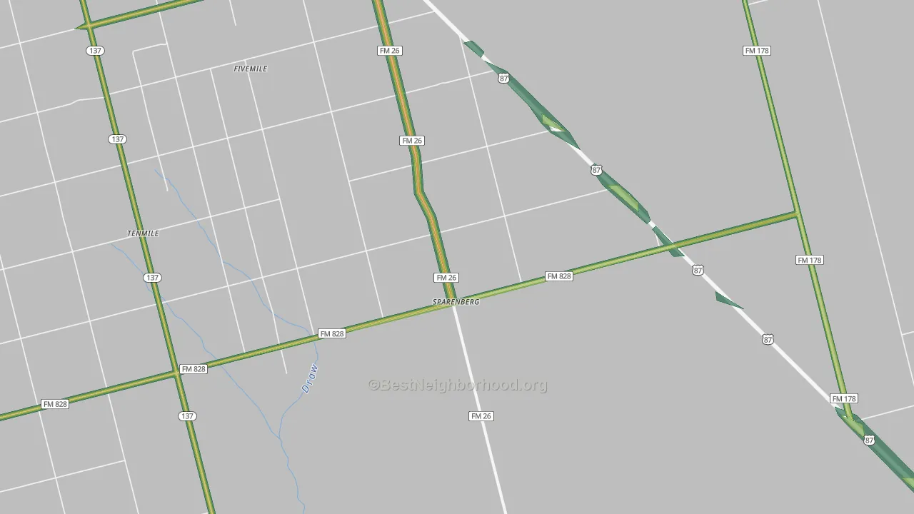 Sparenberg, TX Map of Noise Levels in Sparenberg