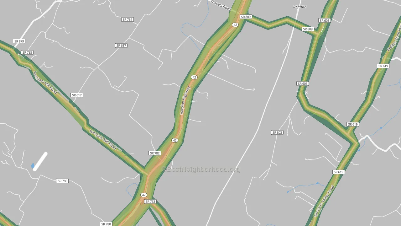 Sparkling Springs, VA Map of Noise Levels in Sparkling Springs