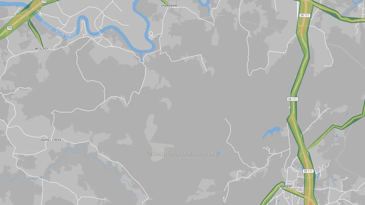 Sparkman, TN Map of Noise Levels in Sparkman