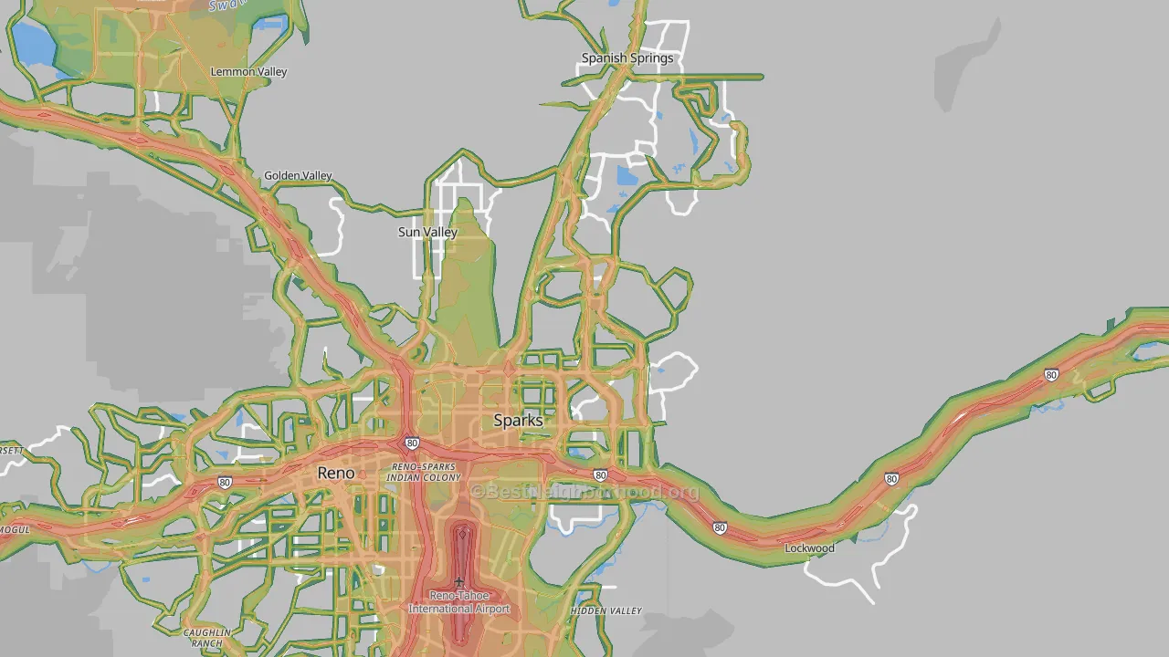 Sparks, NV Map of Noise Levels in Sparks