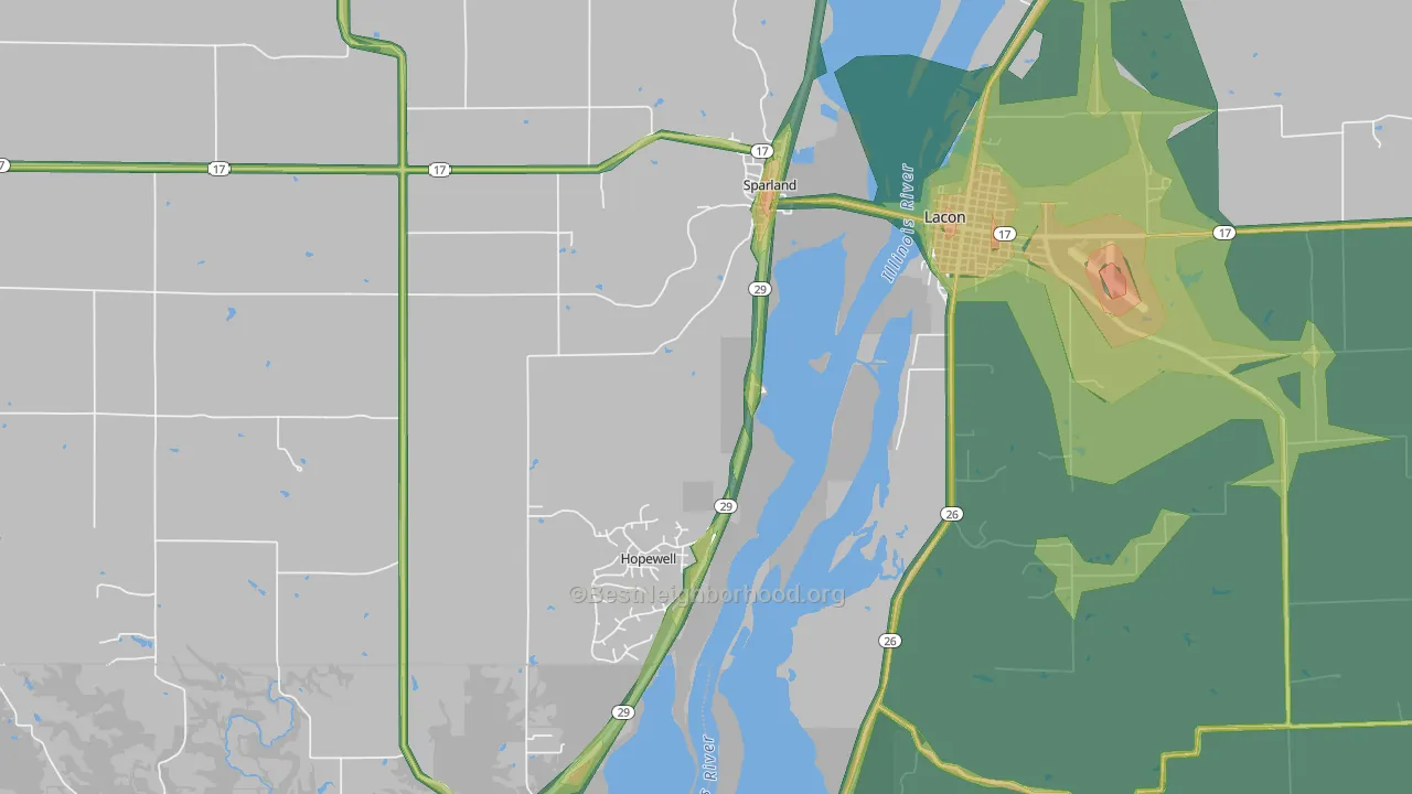 Sparland, IL Map of Noise Levels in Sparland